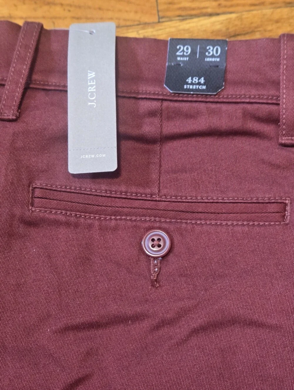 NWT- J. Crew 484 Stretch Slim Fit Pants  Burgundy 29x30 - E1589
